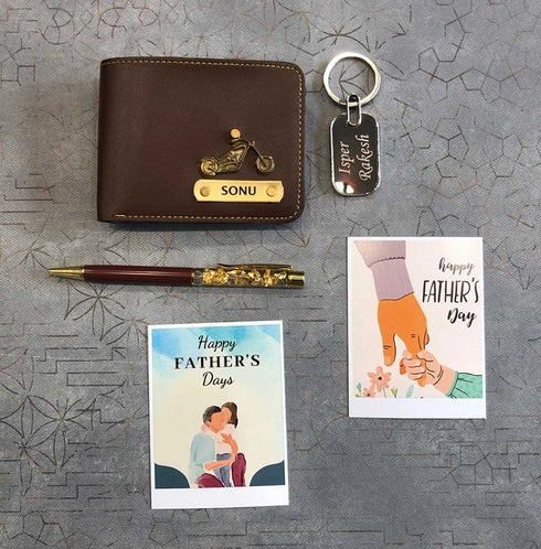 Personalized Men Wallet with Keychain Combo | Fathers Day